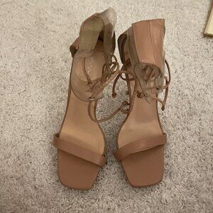 Nude Lace Up Heels